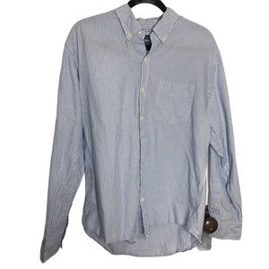 Bonobos Men’s Blue and White Pin Striped Standard Fit Casual Button Down Shirt